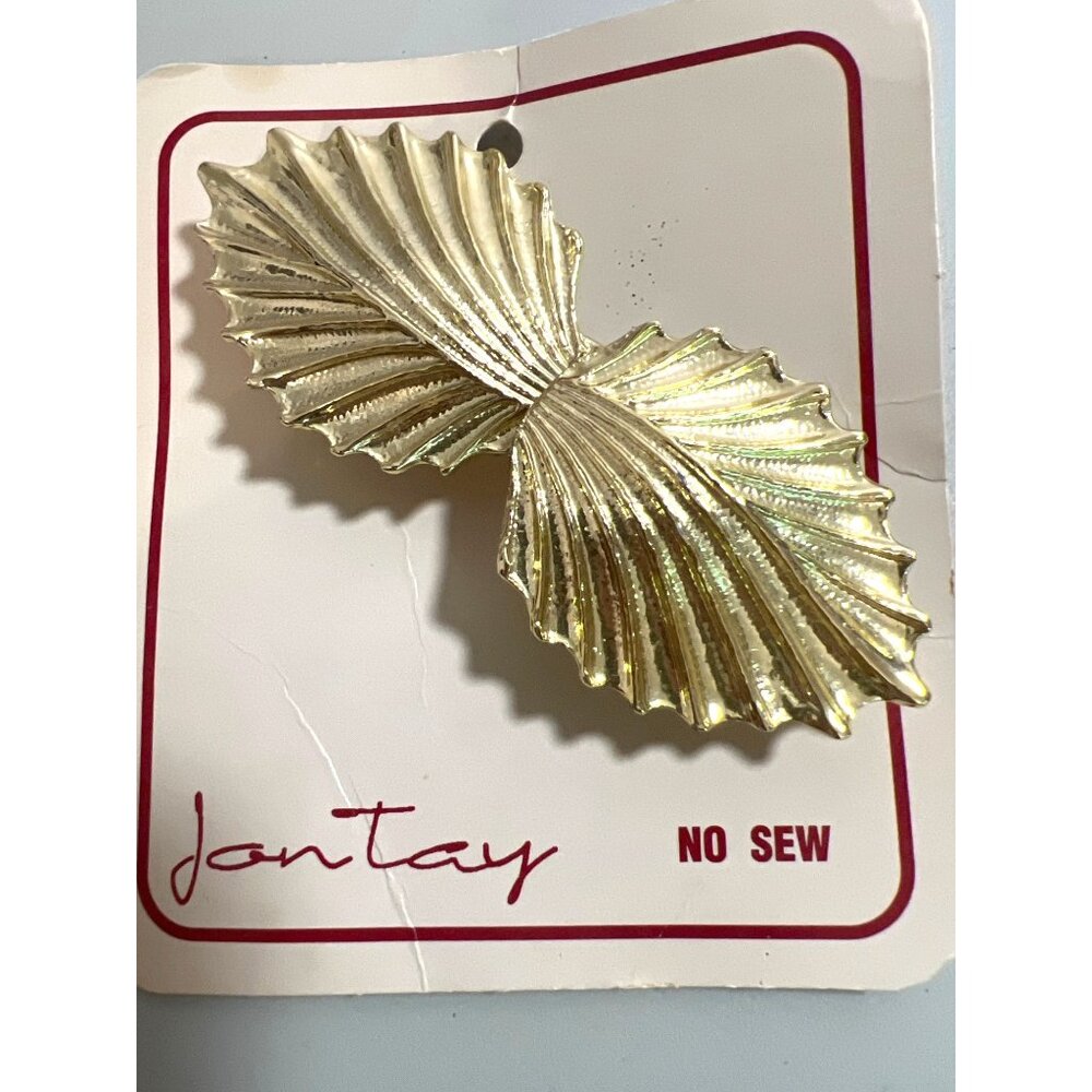 Vintage Jontay Gold-Tone Shell Belt Buckle Two Piece No-Sew Diy Crafts Sewing